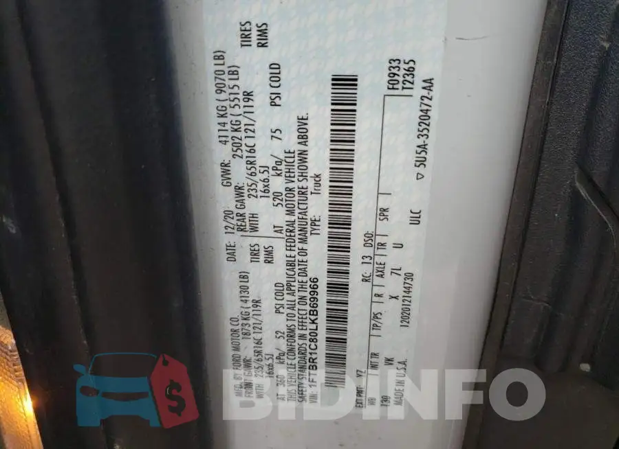 1FTBR1C80LKB69966 Photo# 13