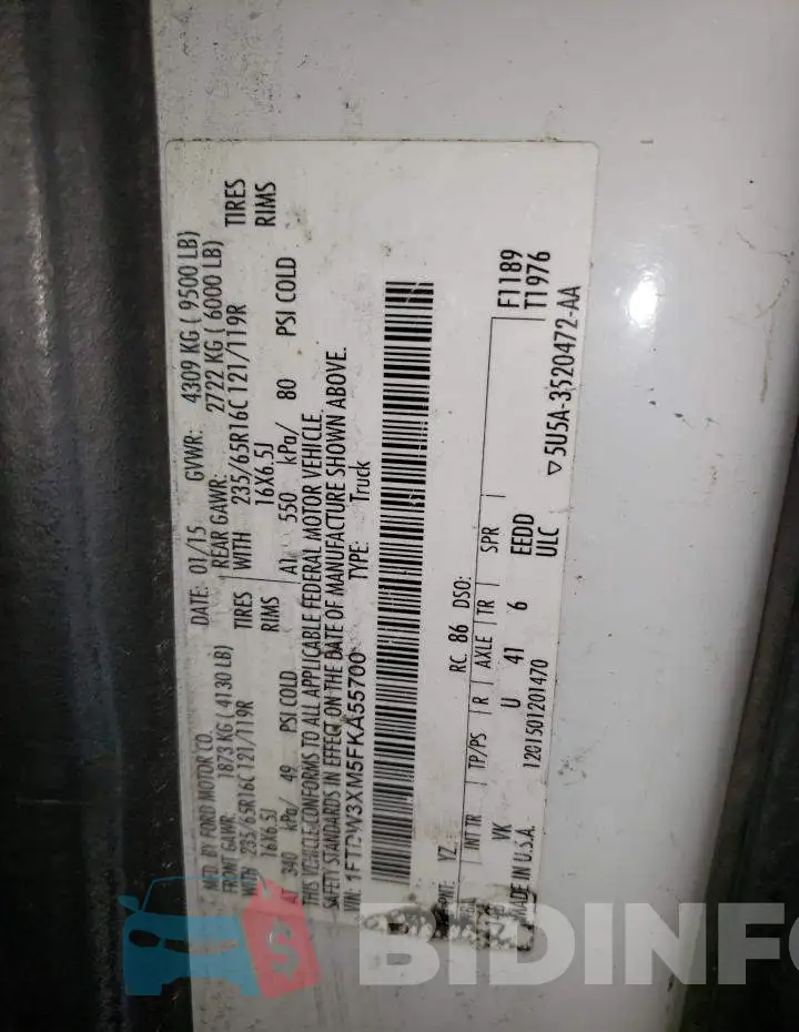 1FTDW3XM5FKA55700 Photo# 13