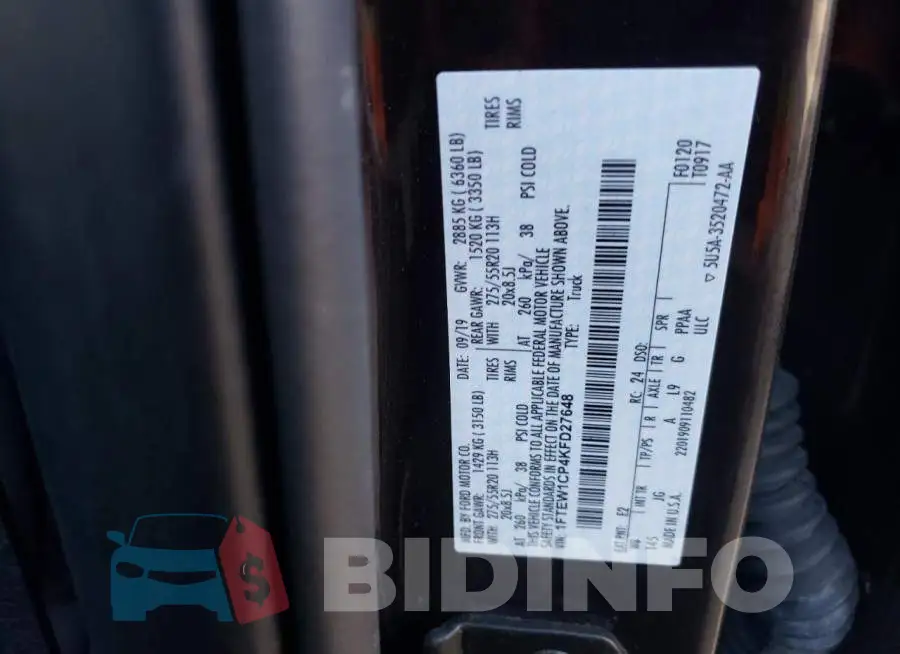 1FTEW1CP4KFD27648 Photo# 12