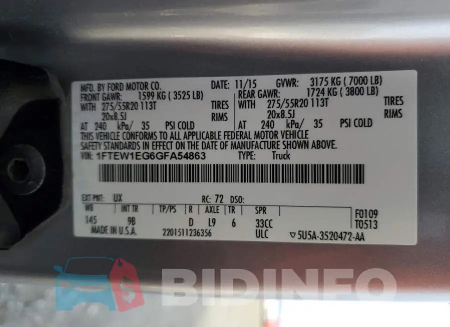 1FTEW1EG6GFA54863 Photo# 13
