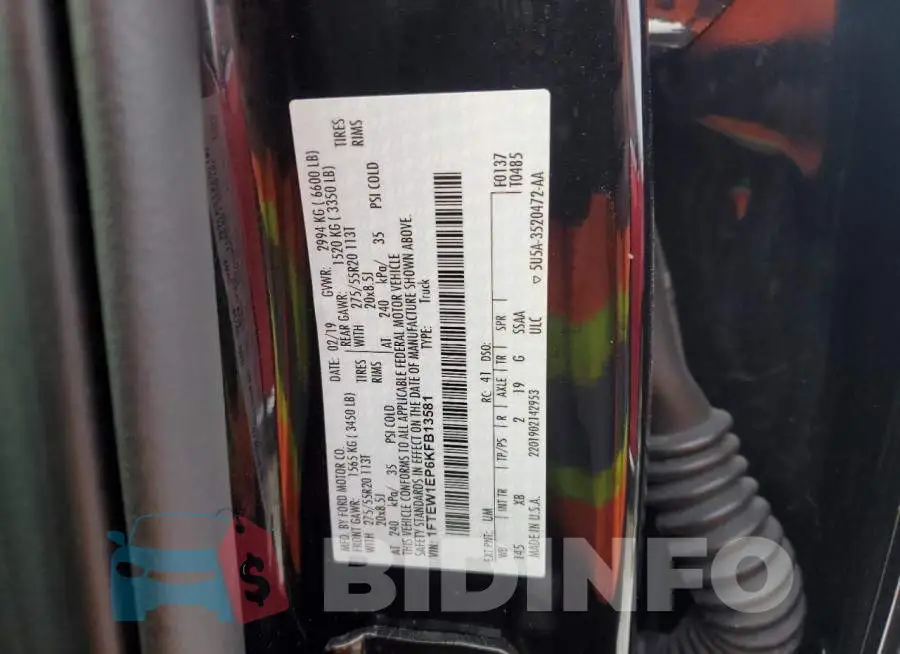 1FTEW1EP6KFB13581 Photo# 12