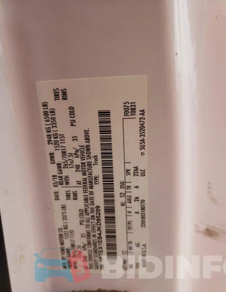 1FTEX1EB4JKD95209 Photo# 12