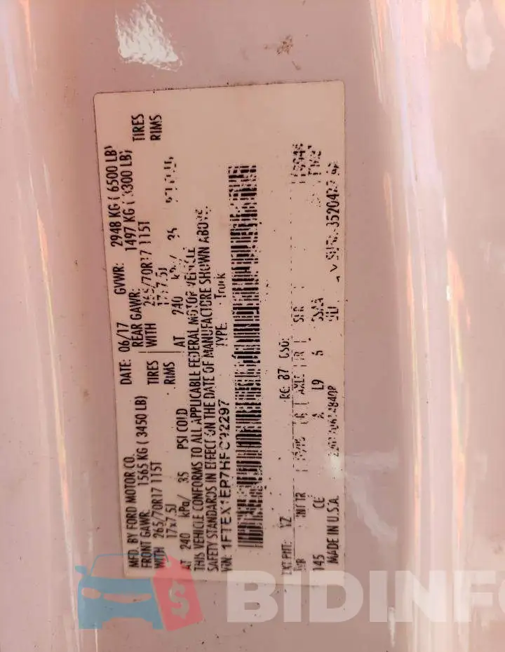 1FTEX1EP7HFC92297 Photo# 12