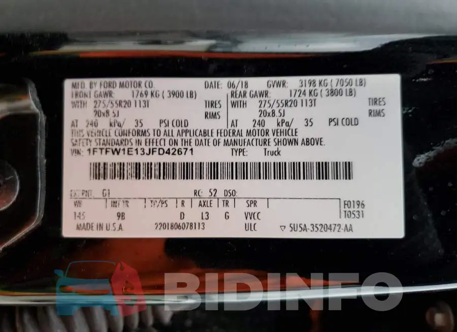 1FTFW1E13JFD42671 Photo# 12