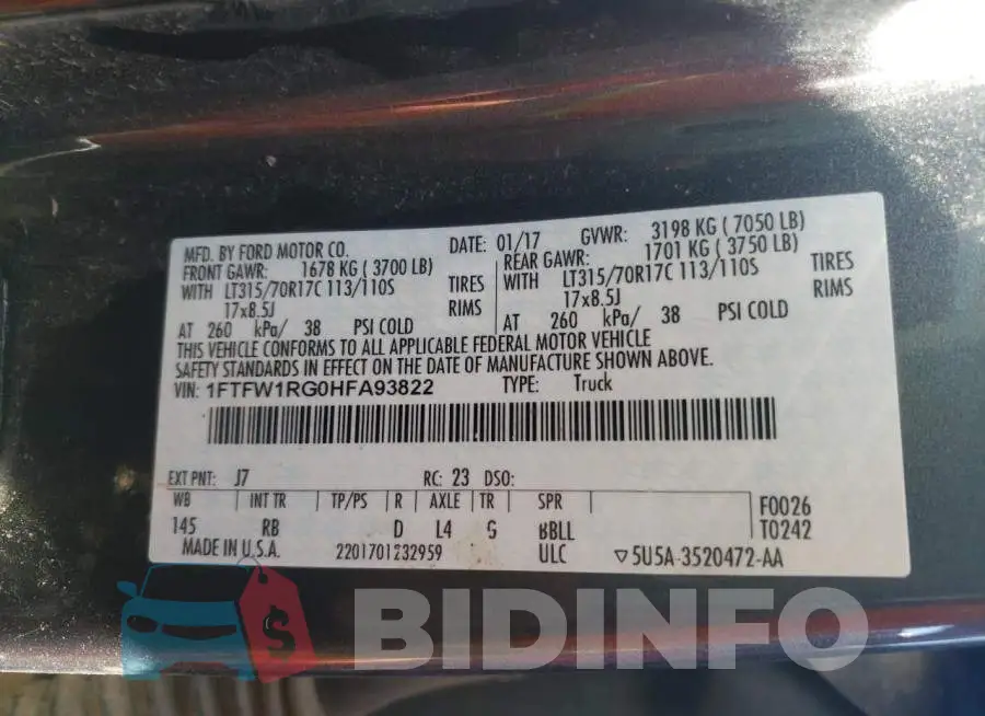 1FTFW1RG0HFA93822 Photo# 10