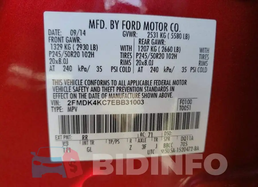 2FMDK4KC7EBB31003 Photo# 12