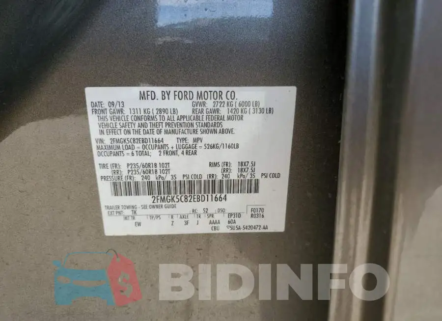 2FMGK5C82EBD11664 Photo# 13