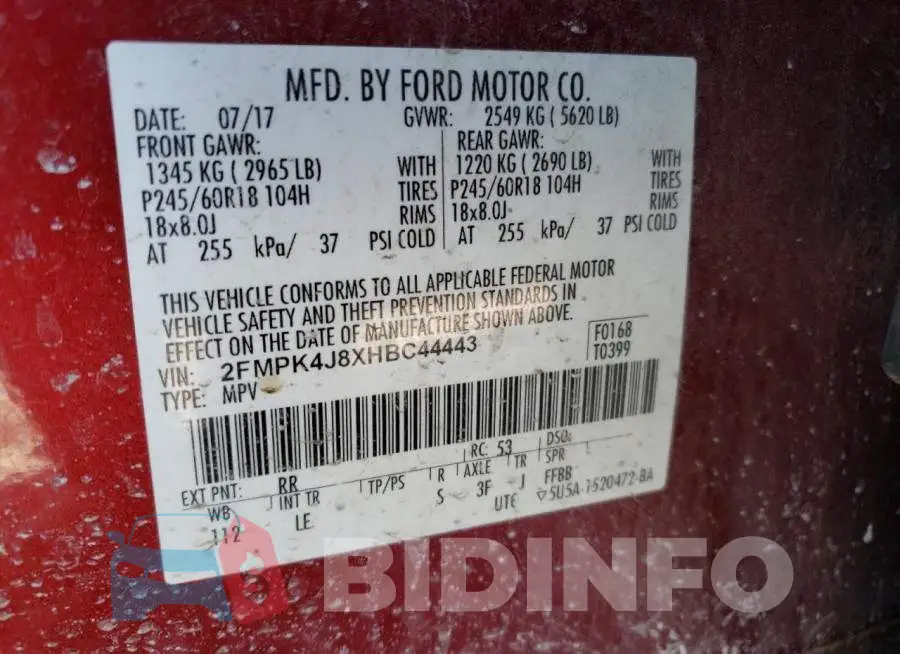 2FMPK4J8XHBC44443 Photo# 10