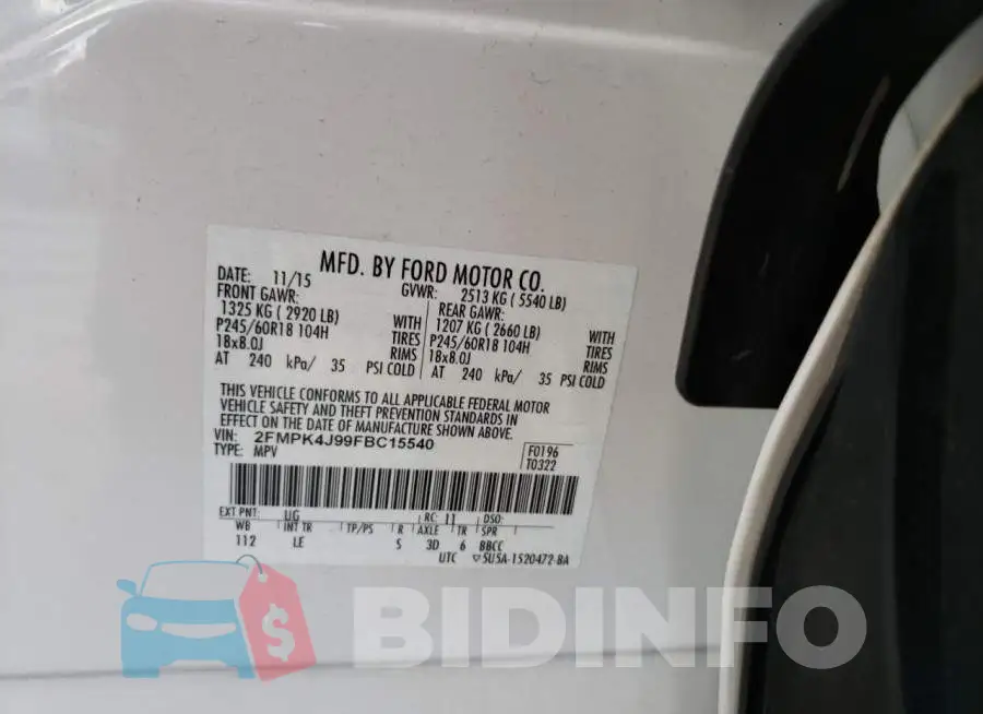 2FMPK4J99FBC15540 Photo# 14