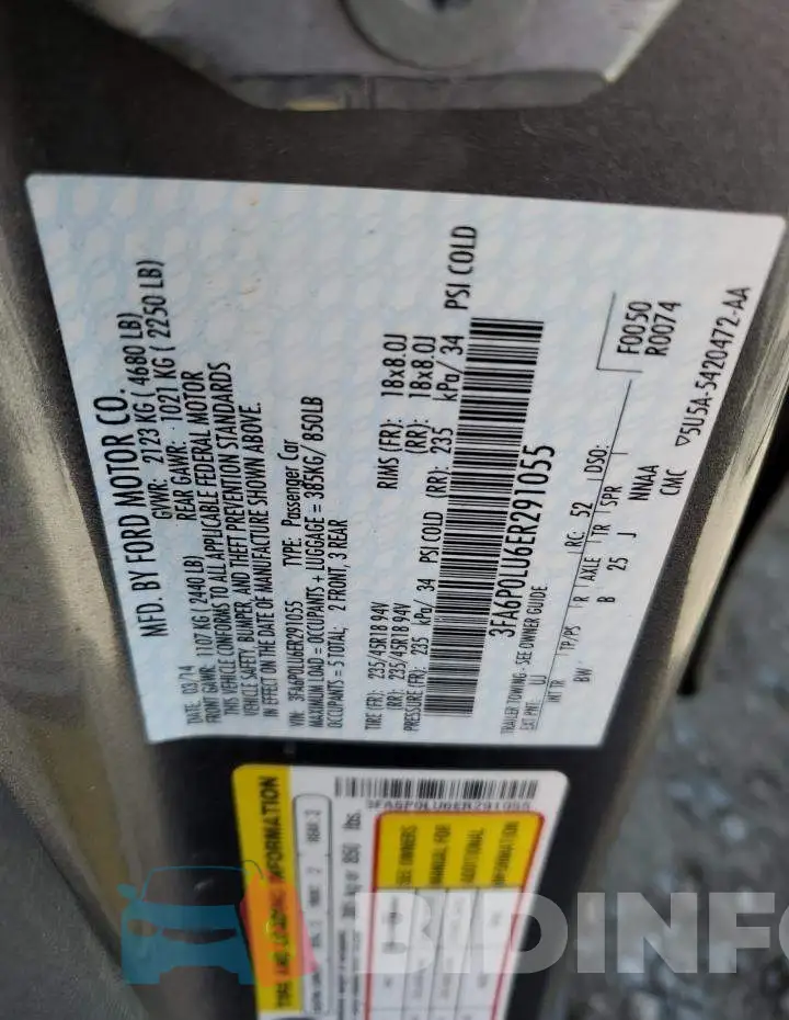3FA6P0LU6ER291055 Photo# 12
