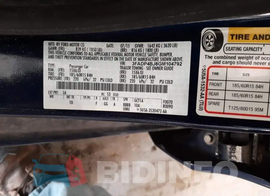 3FADP4BJ8GM104792 Photo# 12
