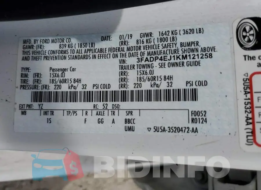 3FADP4EJ1KM121258 Photo# 12