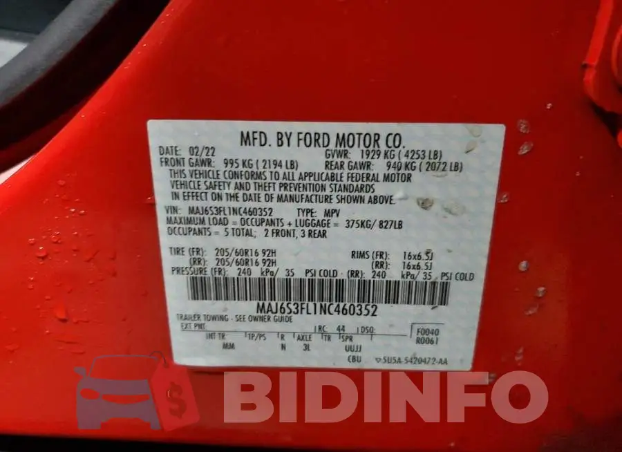 MAJ6S3FL1NC460352 Photo# 13