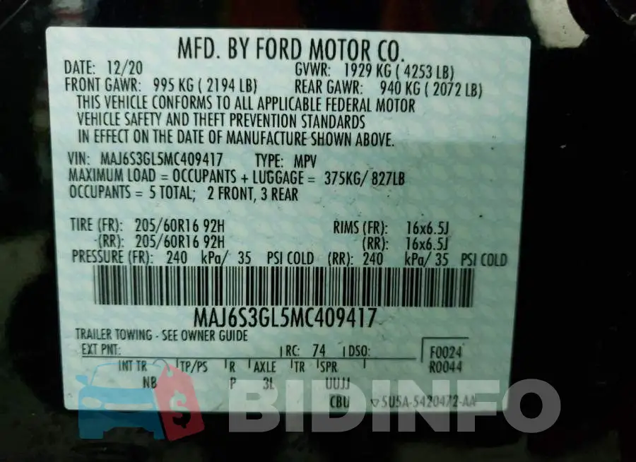 MAJ6S3GL5MC409417 Photo# 13