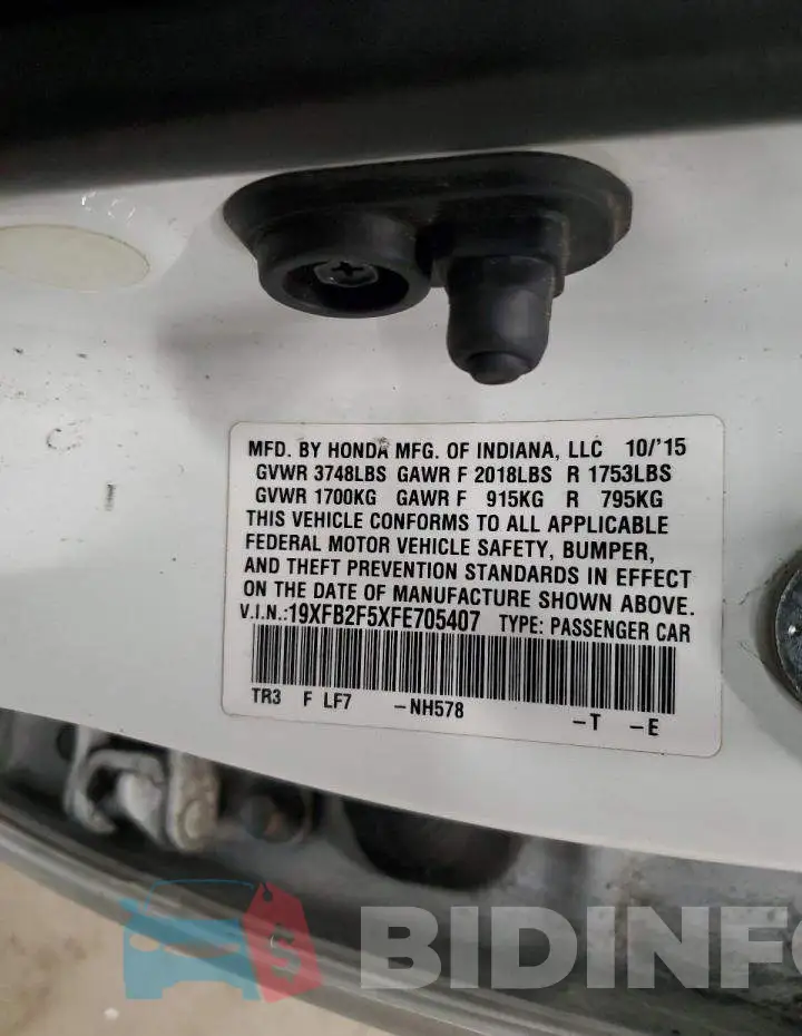19XFB2F5XFE705407 Photo# 13