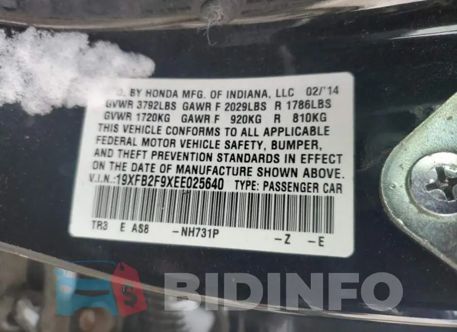 19XFB2F9XEE025640 Photo# 13