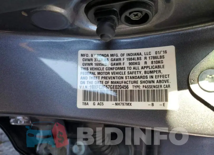 19XFC2F57GE020456 Photo# 12