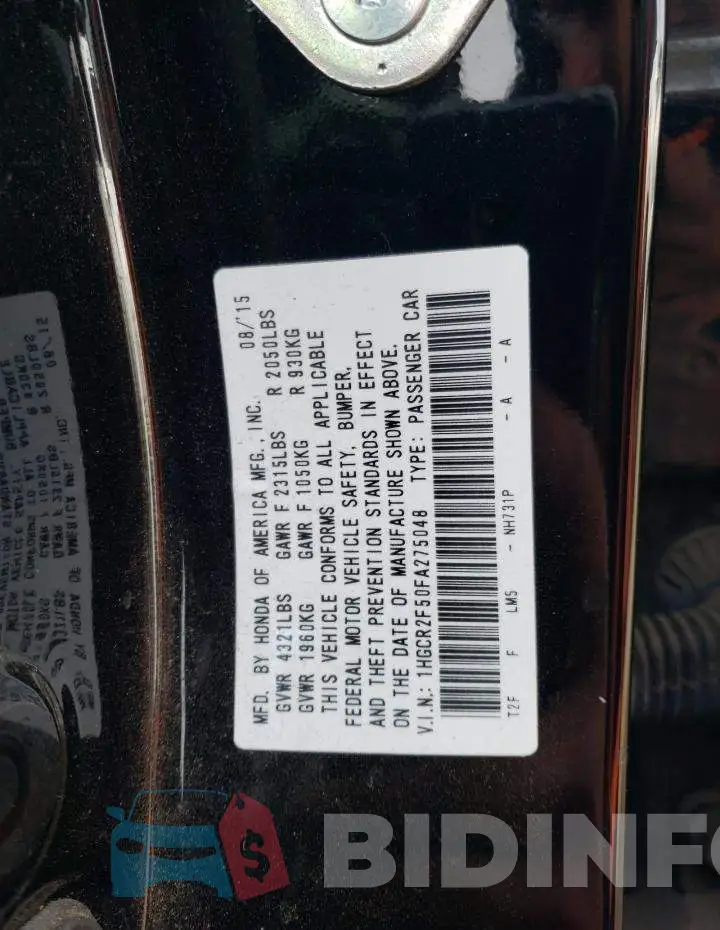 1HGCR2F50FA275048 Photo# 13