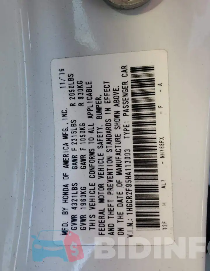 1HGCR2F95HA113003 Photo# 12