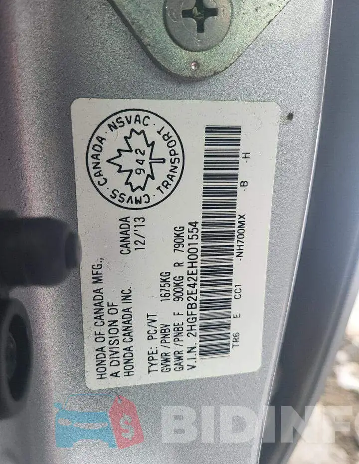2HGFB2E42EH001554 Photo# 12