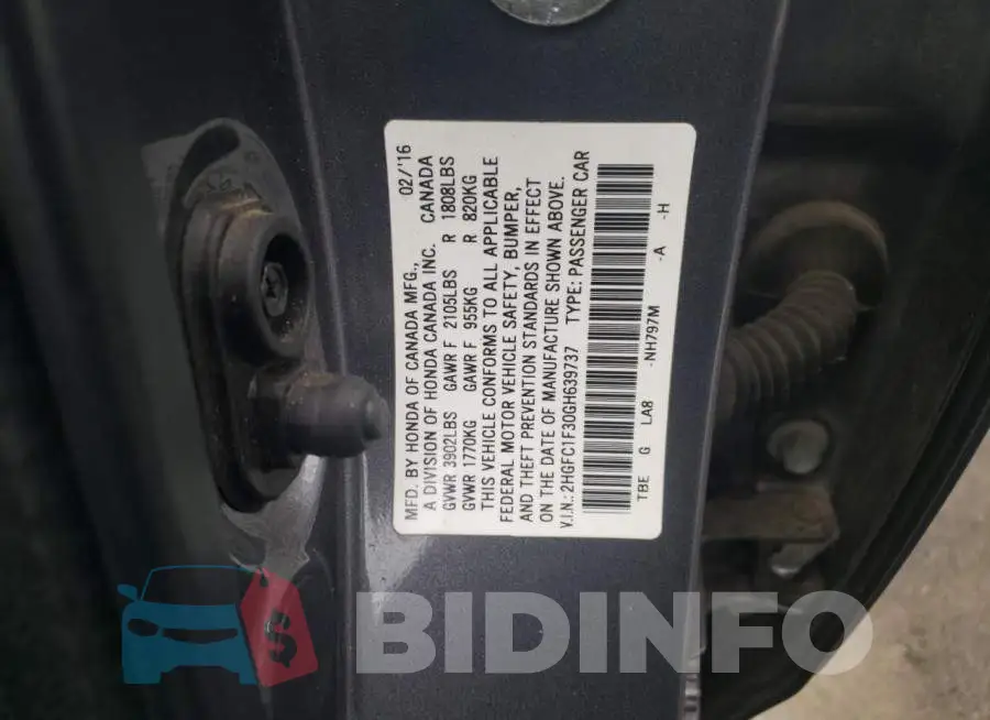 2HGFC1F30GH639737 Photo# 12