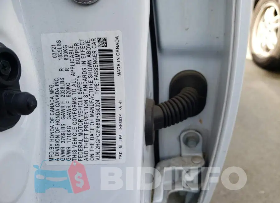 2HGFC2F66MH550024 Photo# 12
