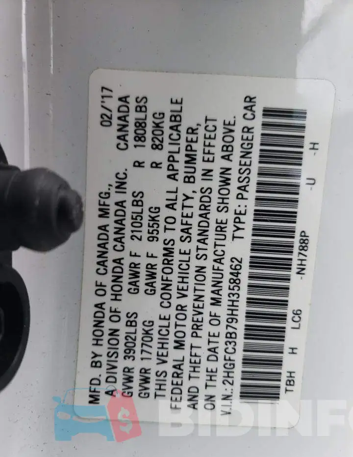 2HGFC3B79HH358462 Photo# 12