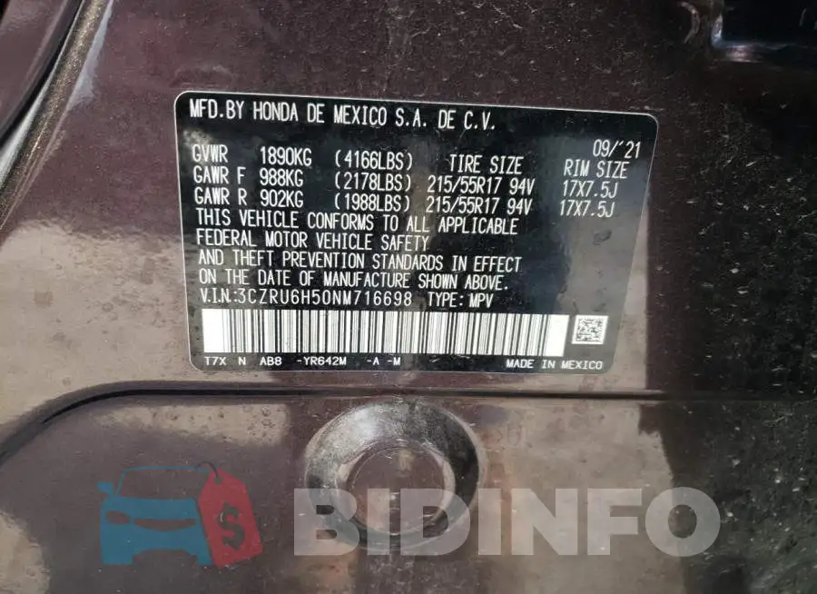 3CZRU6H50NM716698 Photo# 13