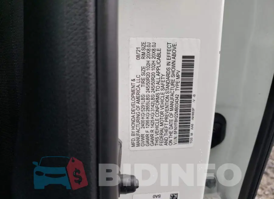 5FNYF8H22MB034342 Photo# 13