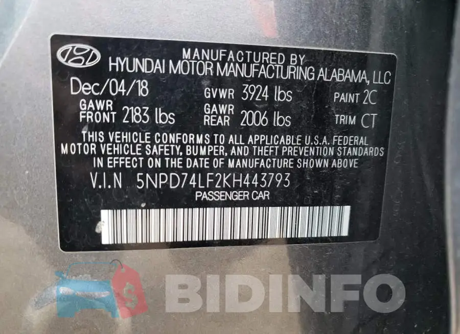 5NPD74LF2KH443793 Photo# 12