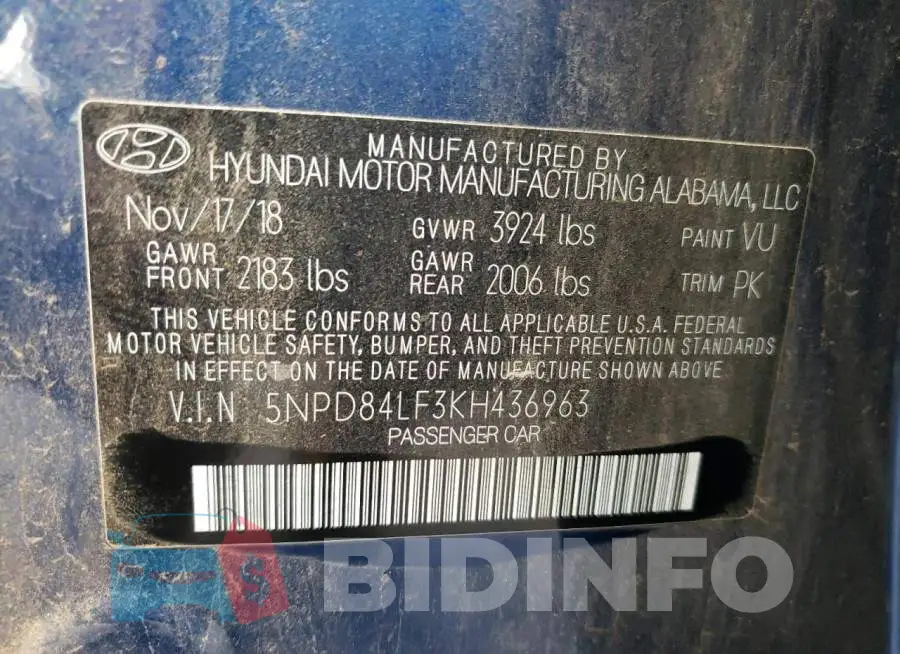5NPD84LF3KH436963 Photo# 12