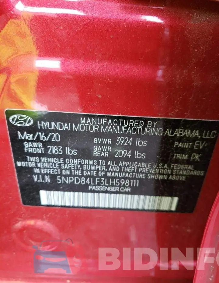 5NPD84LF3LH598111 Photo# 12