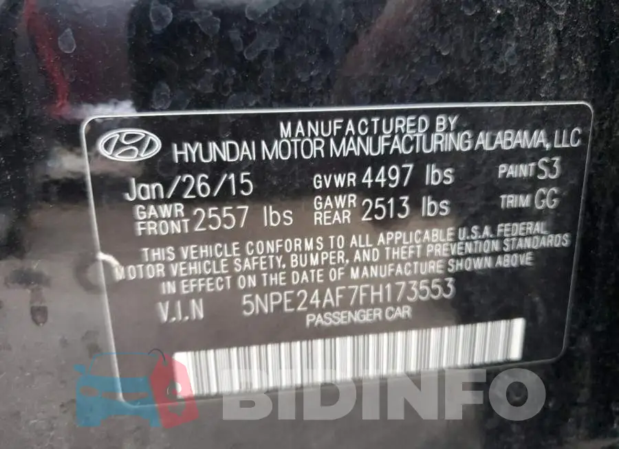 5NPE24AF7FH173553 Photo# 12