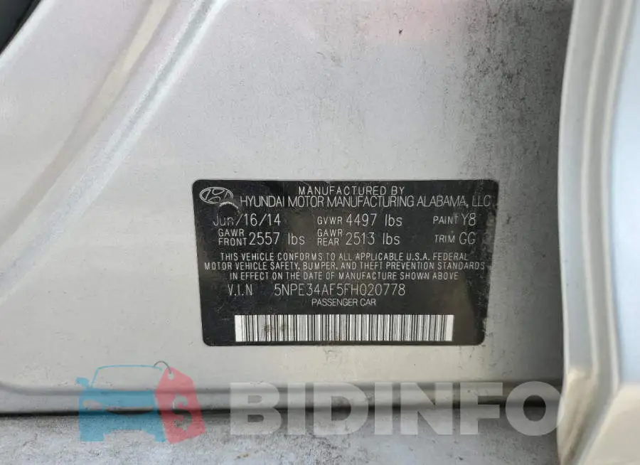 5NPE34AF5FH020778 Photo# 12