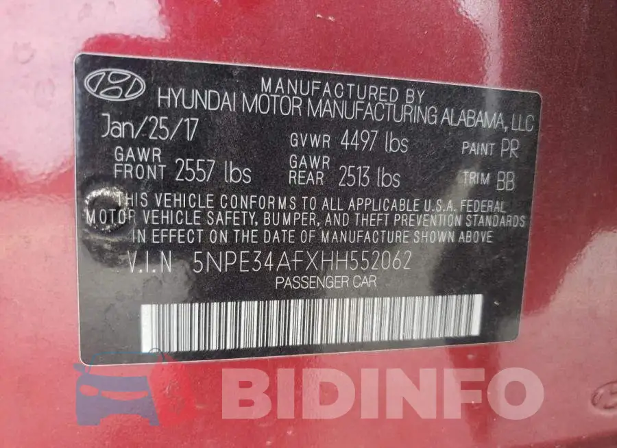 5NPE34AFXHH552062 Photo# 13