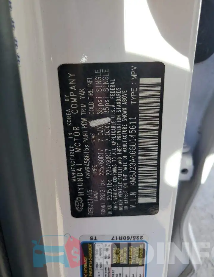 KM8J23A46GU145611 Photo# 13