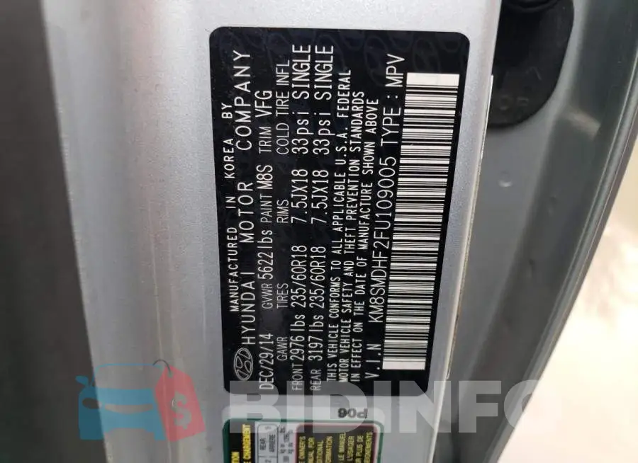 KM8SMDHF2FU109005 Photo# 13