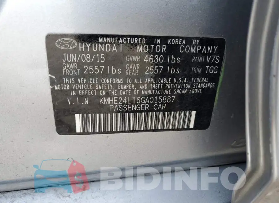 KMHE24L16GA015887 Photo# 13