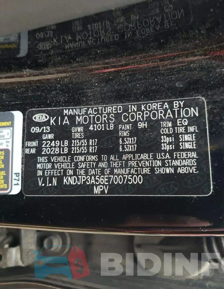 KNDJP3A56E7007500 Photo# 13