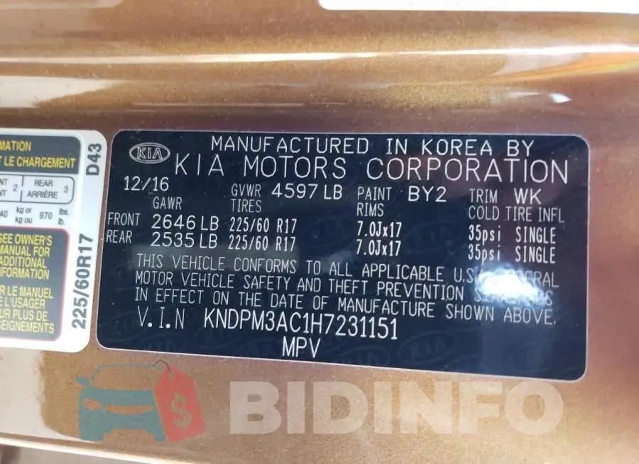 KNDPM3AC1H7231151 Photo# 13