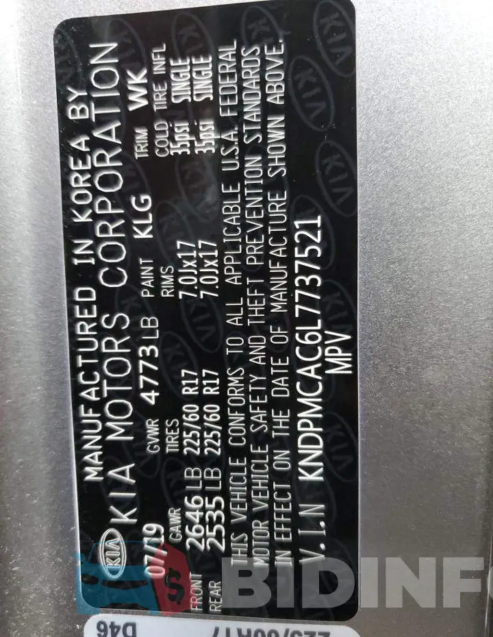 KNDPMCAC6L7737521 Photo# 12