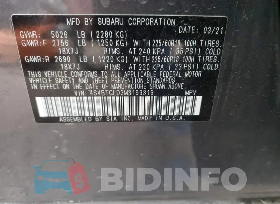 4S4BTGLD3M3193316 Photo# 12