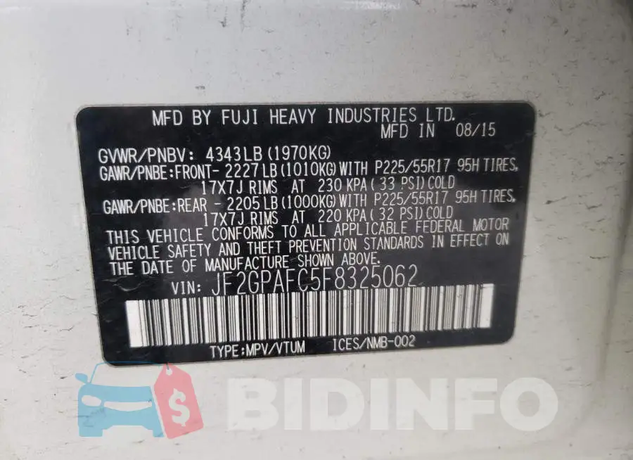 JF2GPAFC5F8325062 Photo# 12