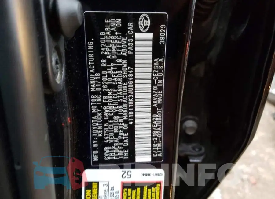 4T1B11HK3JU064847 Photo# 13