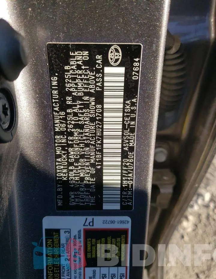 4T1BF1FK7HU271708 Photo# 12