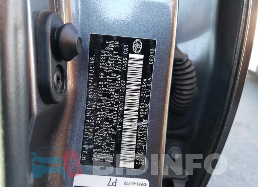 4T1BF1FK8EU415262 Photo# 12