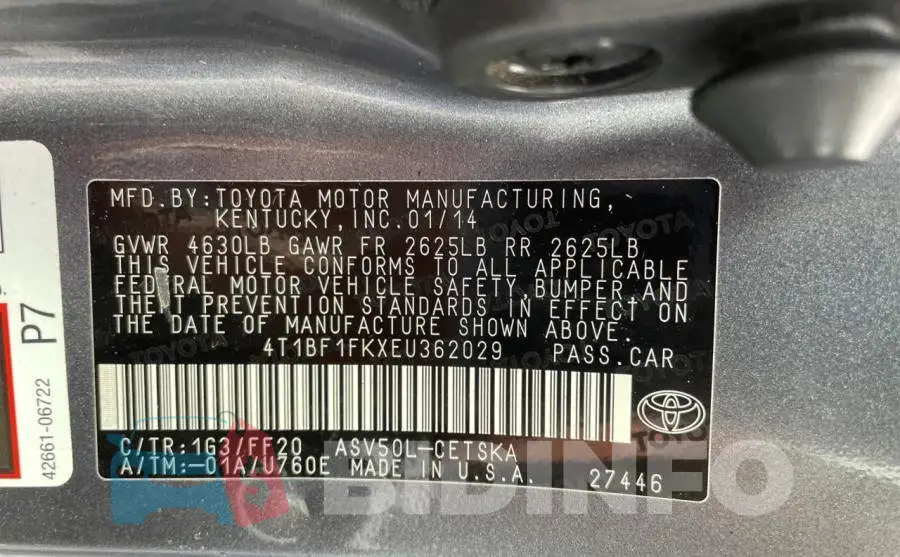 4T1BF1FKXEU362029 Photo# 10