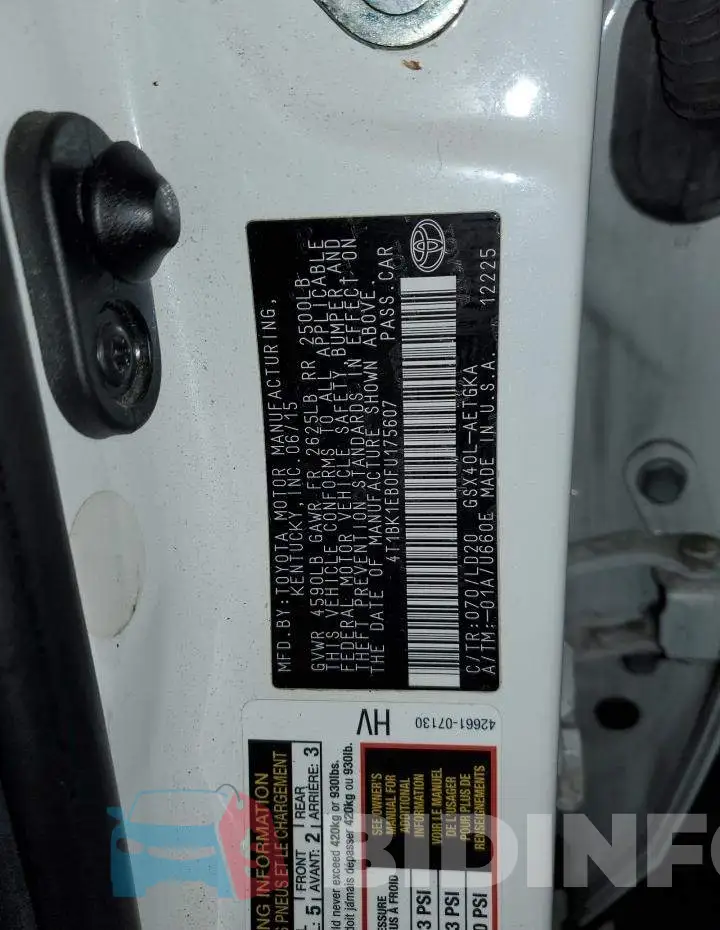 4T1BK1EB0FU175607 Photo# 13