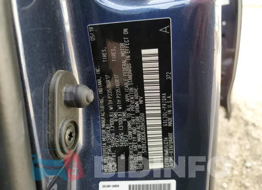 5TDYZ3DC8JS945050 Photo# 12