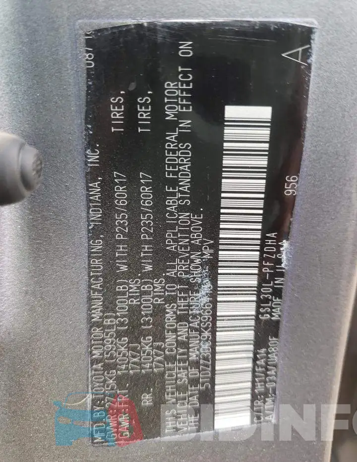 5TDZZ3DC9KS966415 Photo# 13